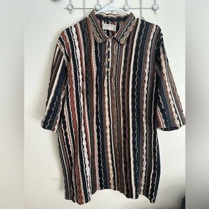 COOGI NOUVEAU COLLECTION Black and Brown Striped Button Down Shirt